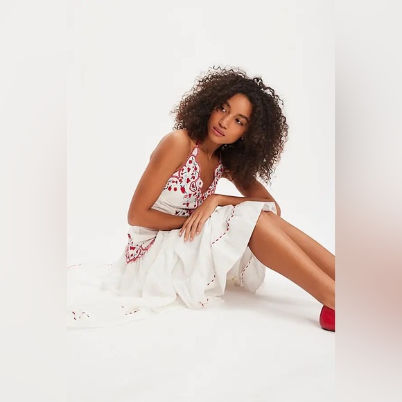 Free people Valenciana Midi Dress - Ivory Combo NWOT - Picture 3 of 8